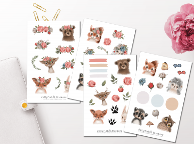 Wald Tierbabys Sticker Set